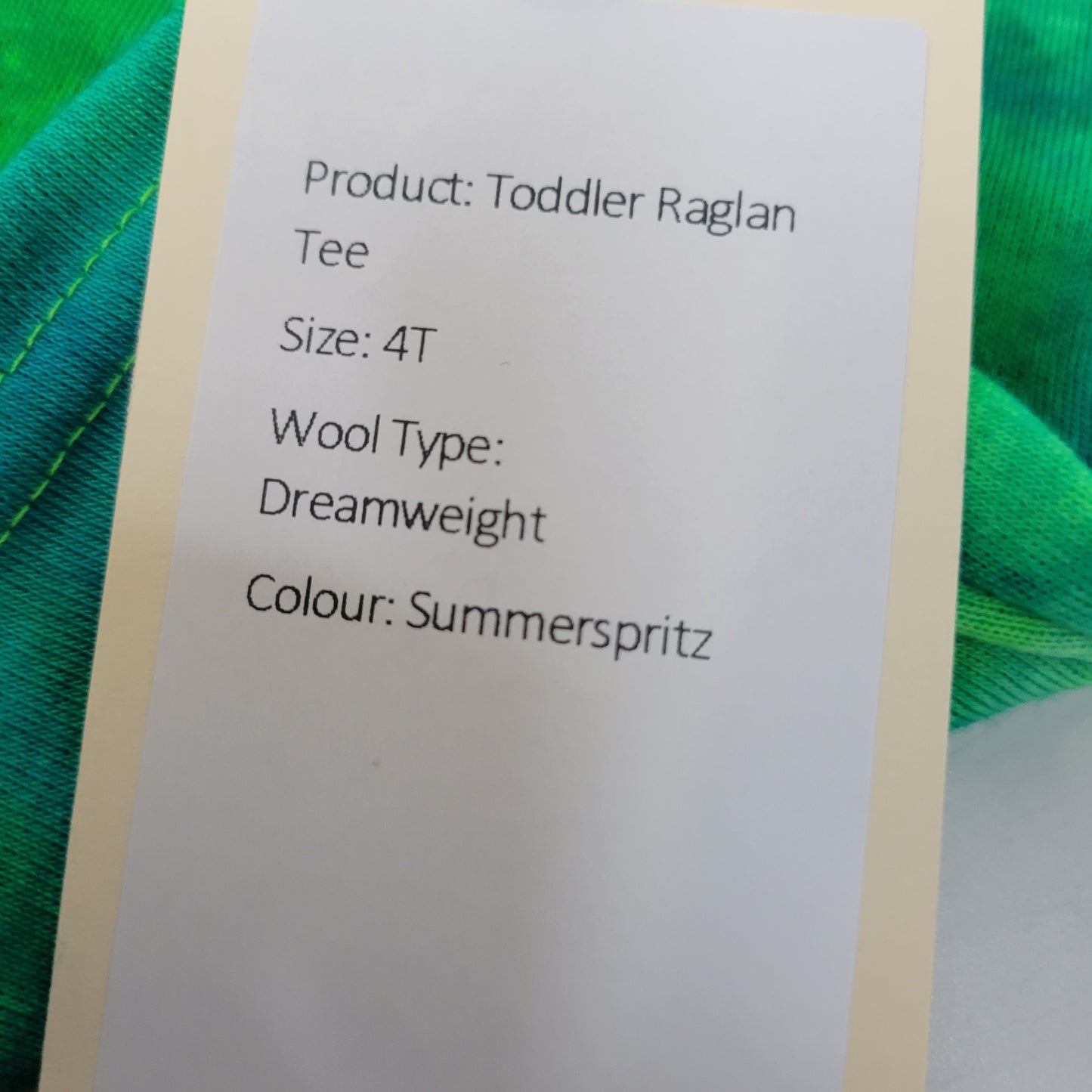 Raglan Tee Toddler 4T Dreamweight Summer Spritz