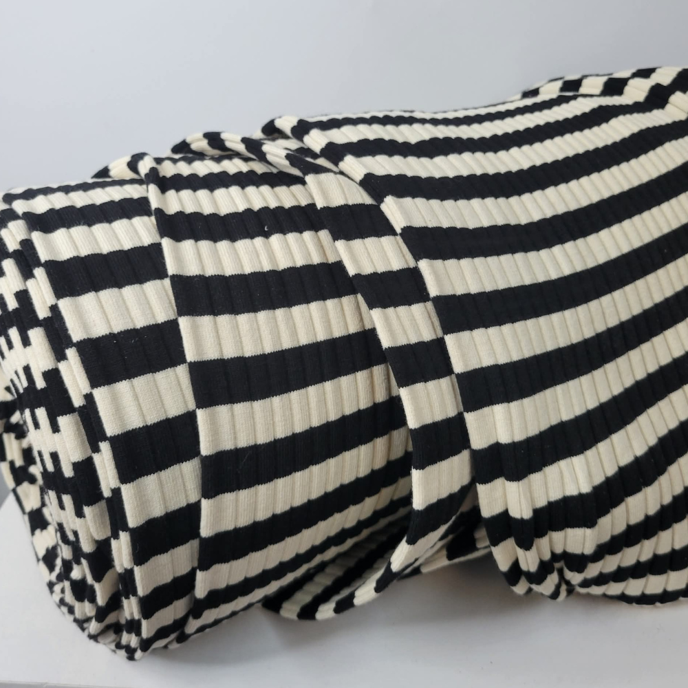 Black and White Striped 4x9 Ribbed