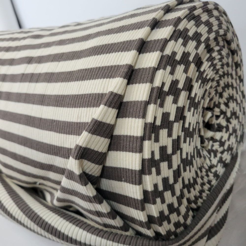 Brown and White Striped 3x5 Ribbed