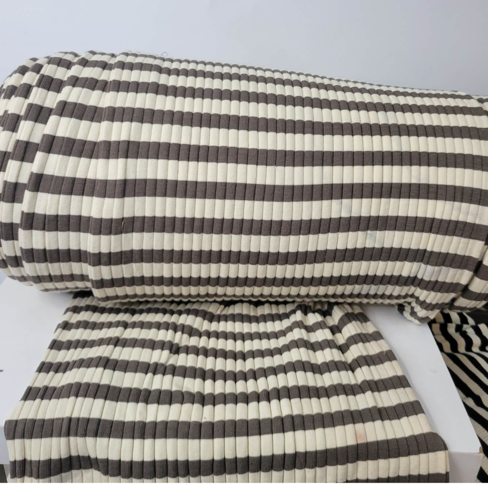 Brown and White Striped 4x9 Ribbed