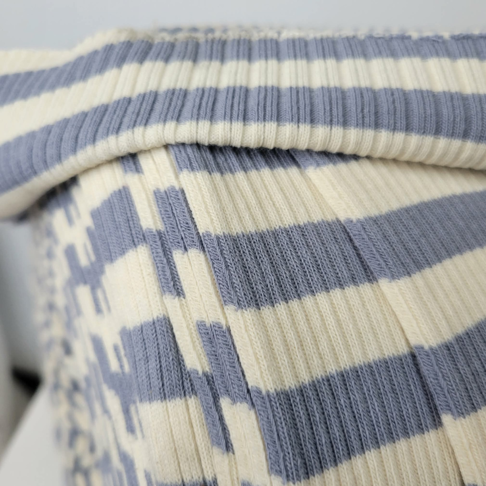Grey and White Striped 3x5 Ribbed