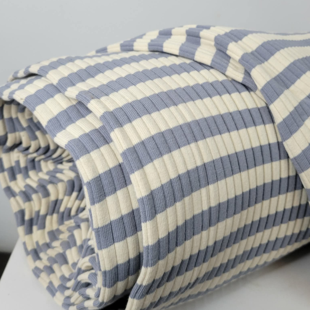 Grey and White Striped 4x9 Ribbed