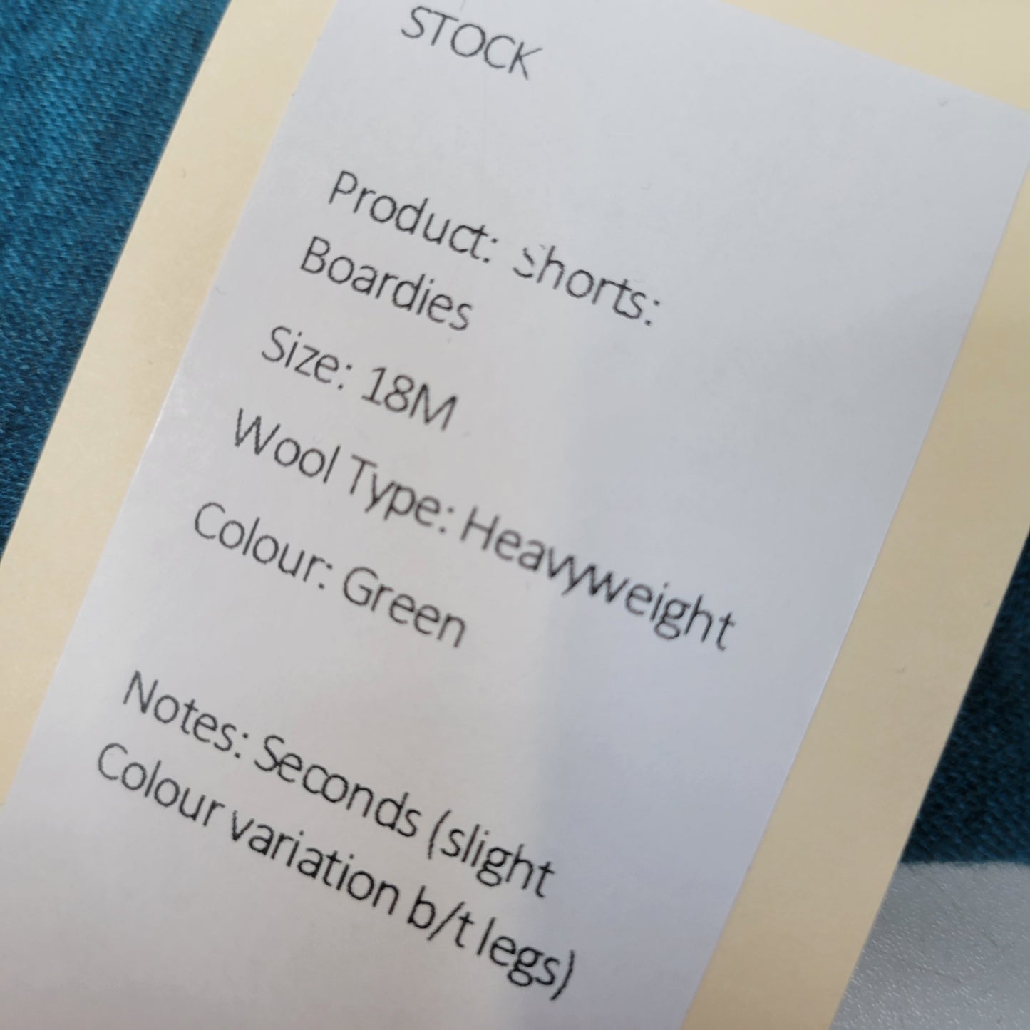 Boardies 18M Green- 2nds Slight Colour variation