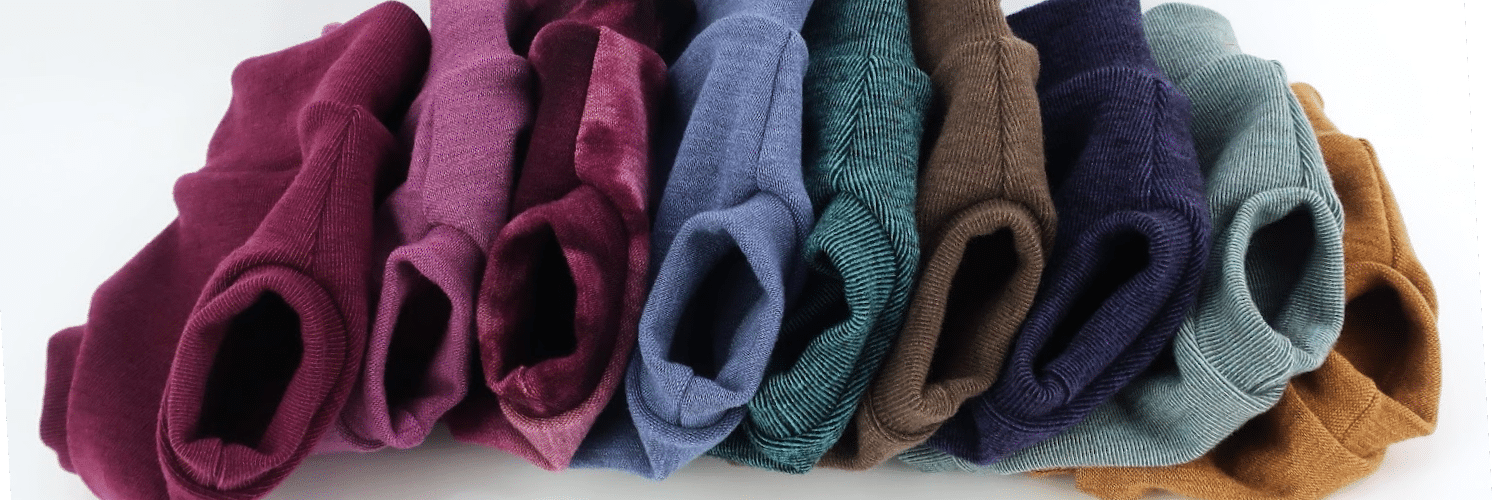 Row of colourful cloth diapers