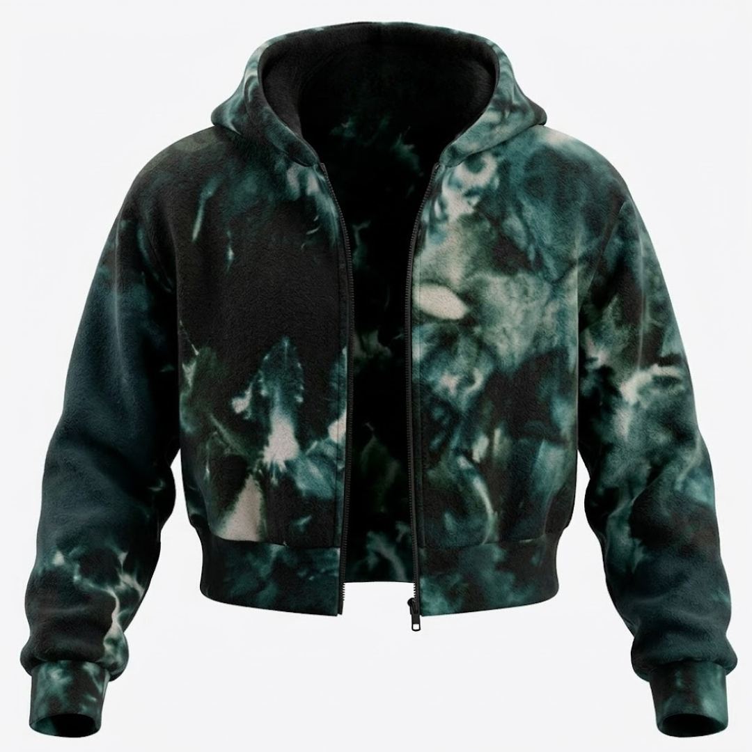 Sudadera con capucha corta holgada con cremallera