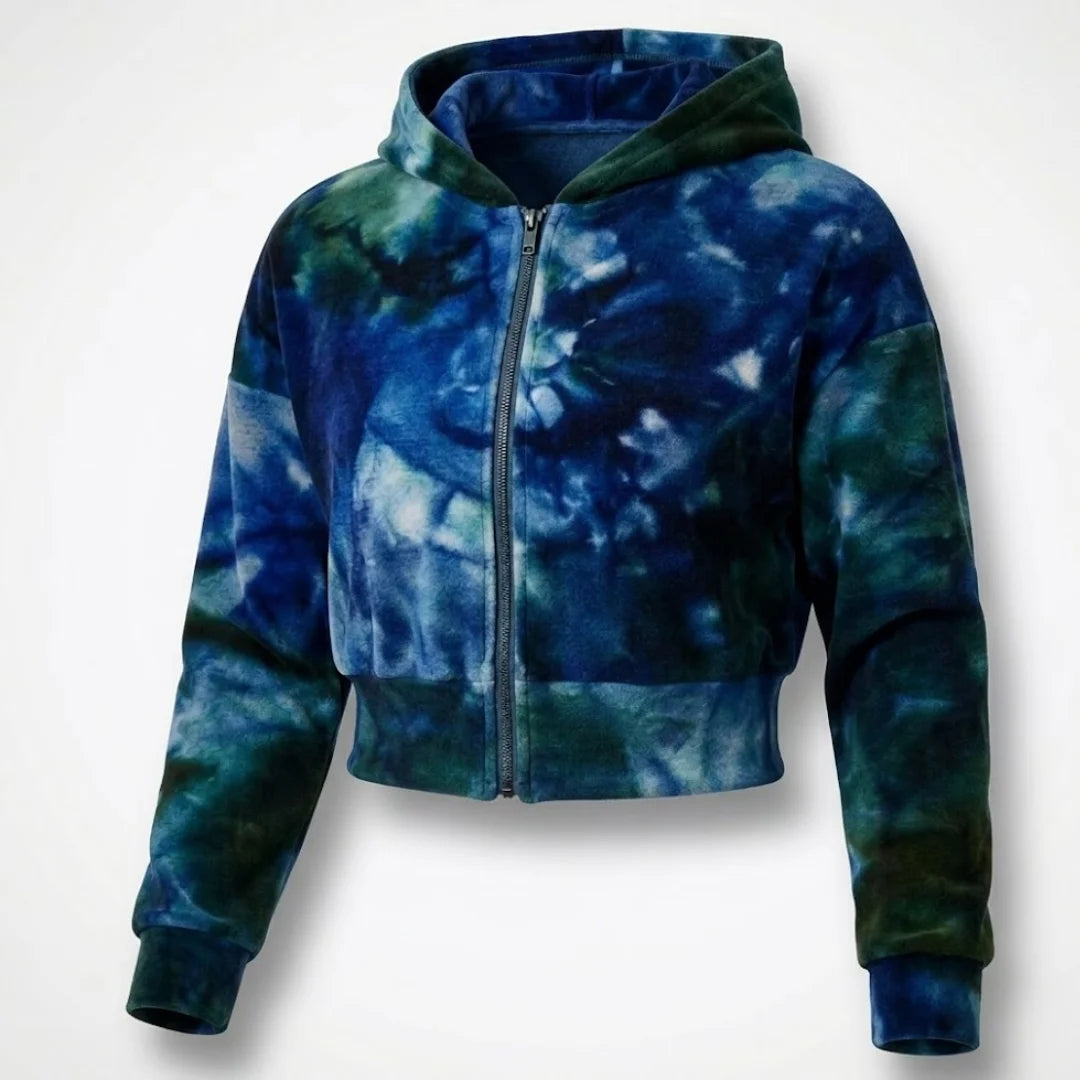 Sudadera con capucha corta holgada con cremallera