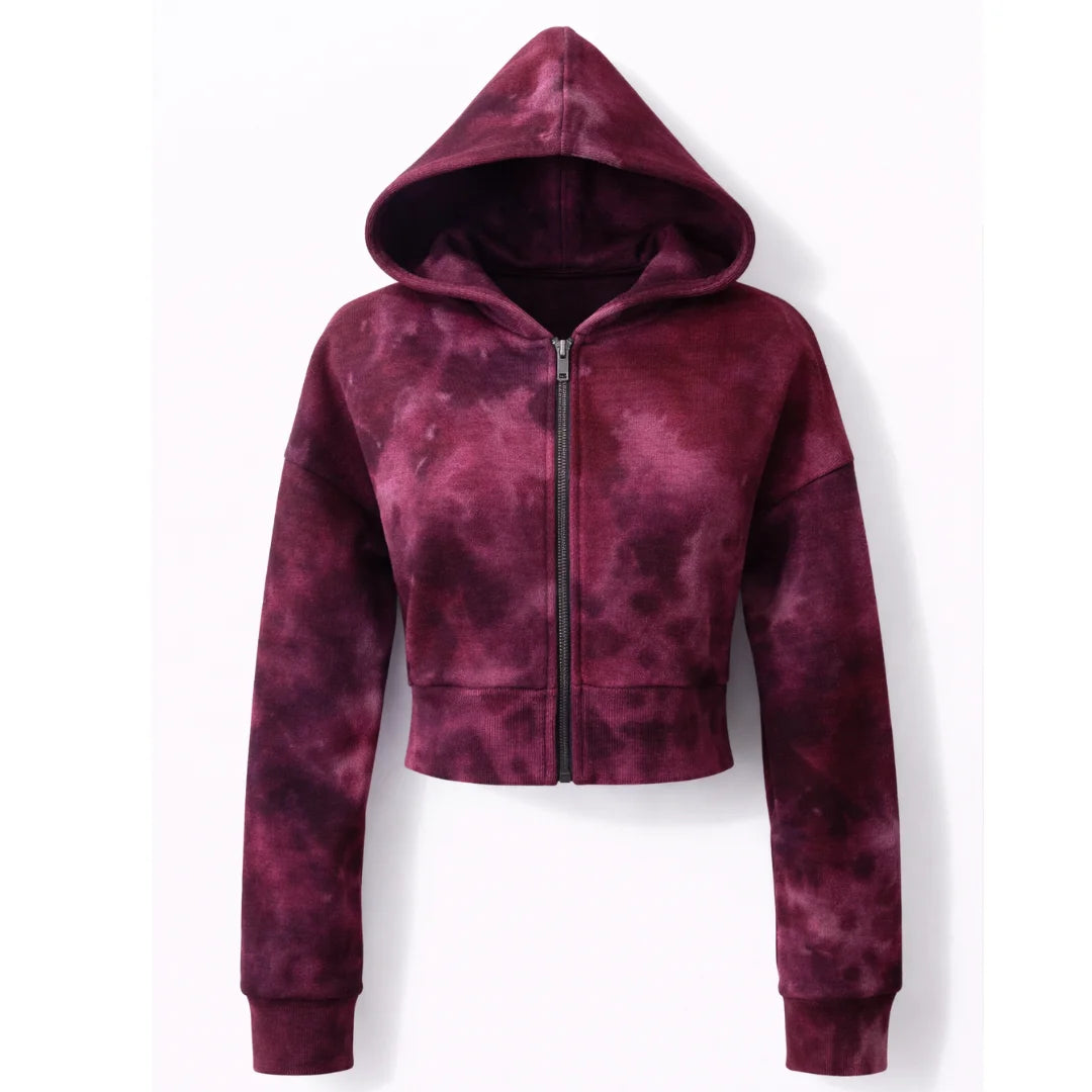 Sudadera con capucha corta holgada con cremallera