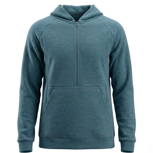 Sudadera con capucha Henley con cremallera para hombre