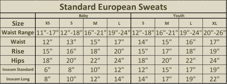 European Size Chart