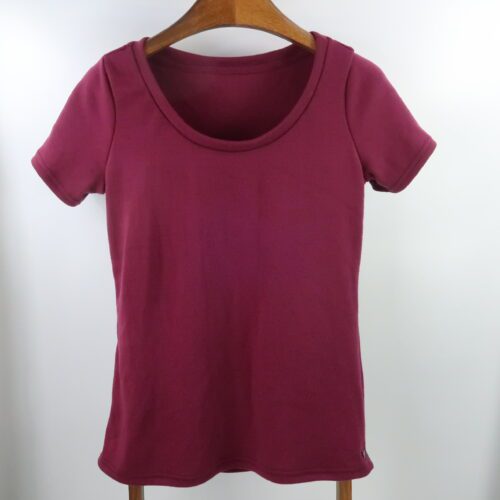 Dreamweight woman's Shirt scoop neck 100% merino wool burgundy colour