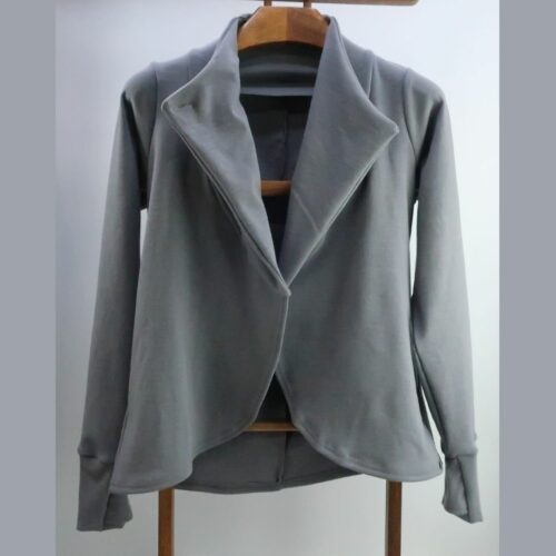 Caresse Sweater with ruched neck and big lapels merino wool