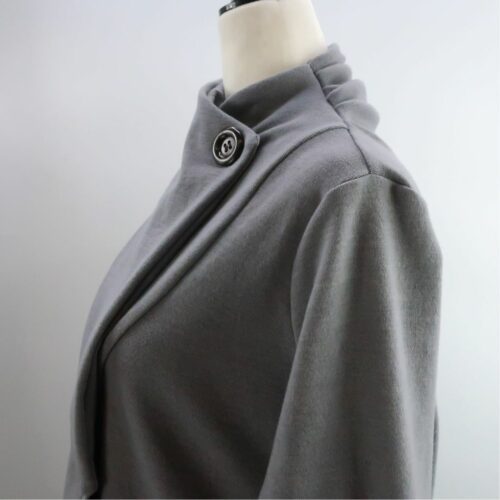 Caresse Sweater with ruched neck and big lapels merino wool