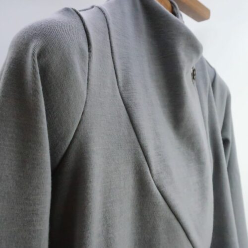 Caresse Sweater with ruched neck and big lapels merino wool