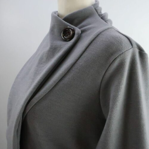 Caresse Sweater with ruched neck and big lapels merino wool